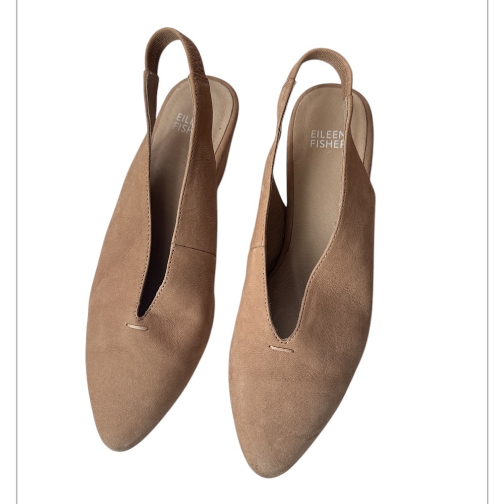 Eileen Fisher Gatwick Nubuck Slingback Block Heel Pumps Size 7 - Picture 5 of 9